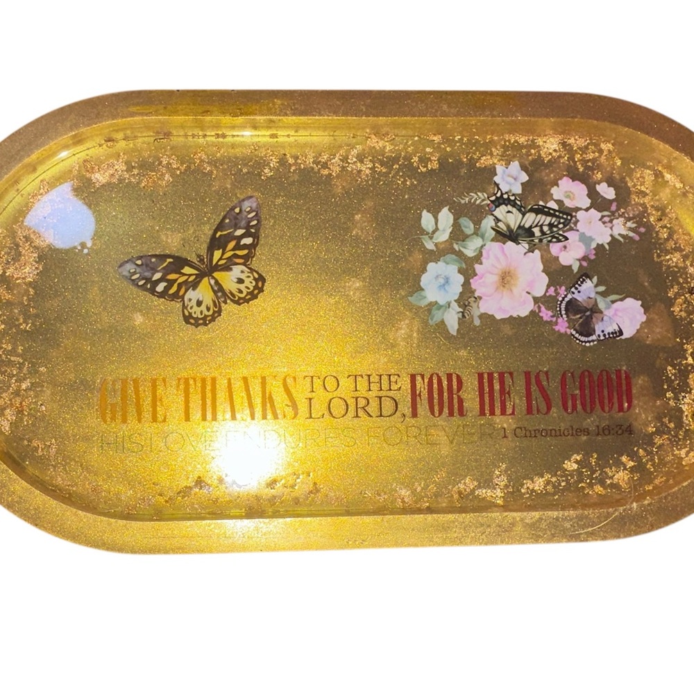 Decorative Gold Floral Tray